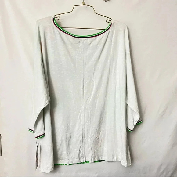 Lark Lane Woman 2X Hawaiian Floral Blouse Top 3/4 Sleeve Cotton Blend Toucan - Picture 2 of 9